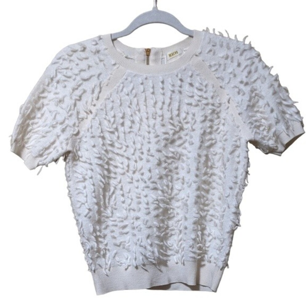 Maeve Scottie Textured Sweater Tee exposed back zip merino -lambswool sweater XS